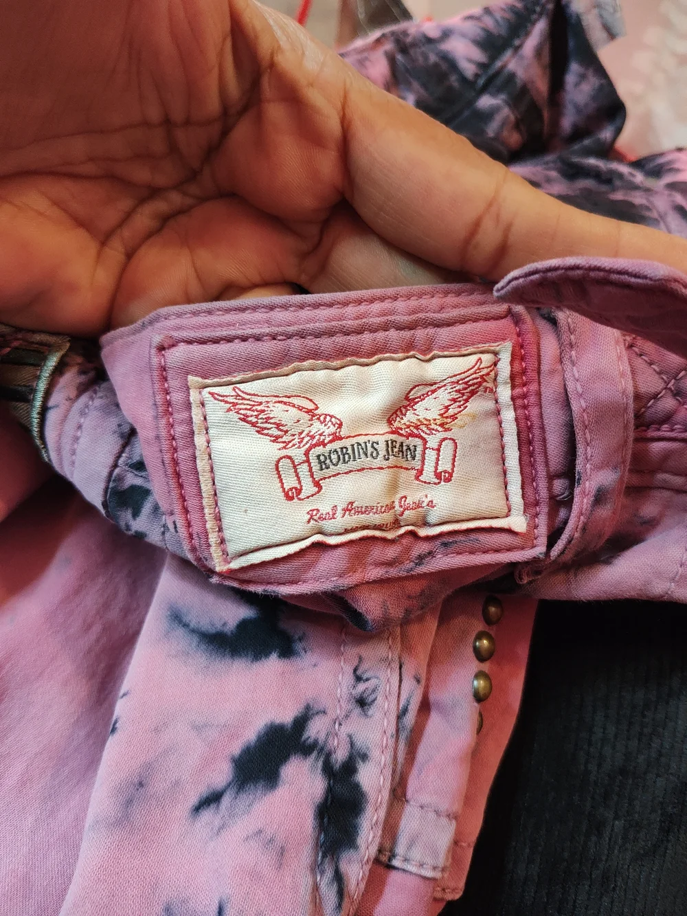 Vintage Rock Revival Pink and Black Tie-Dye Cargo Pants - Picture 8 of 16